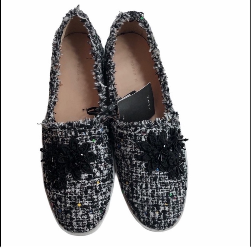 Zara slip on tweed sneakers